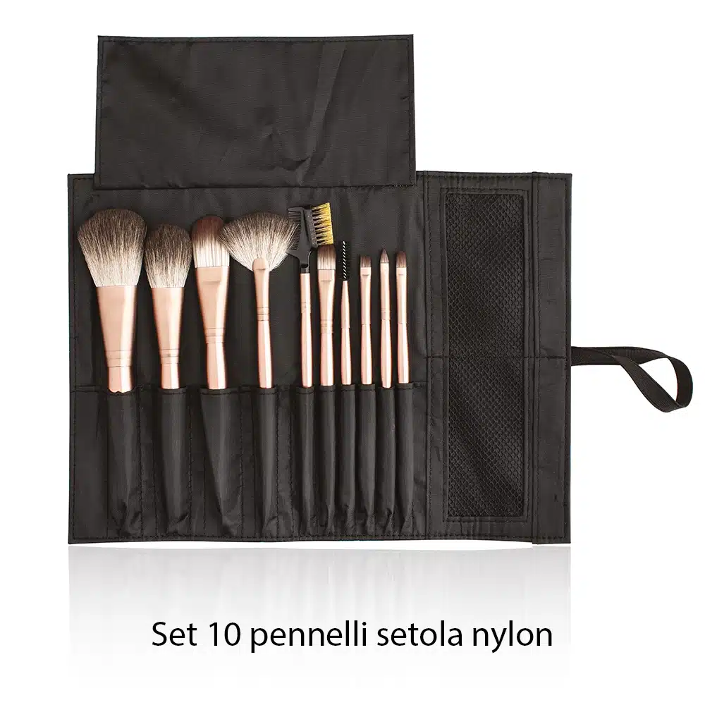 Set 10 pennelli setola nylon per trucco make up