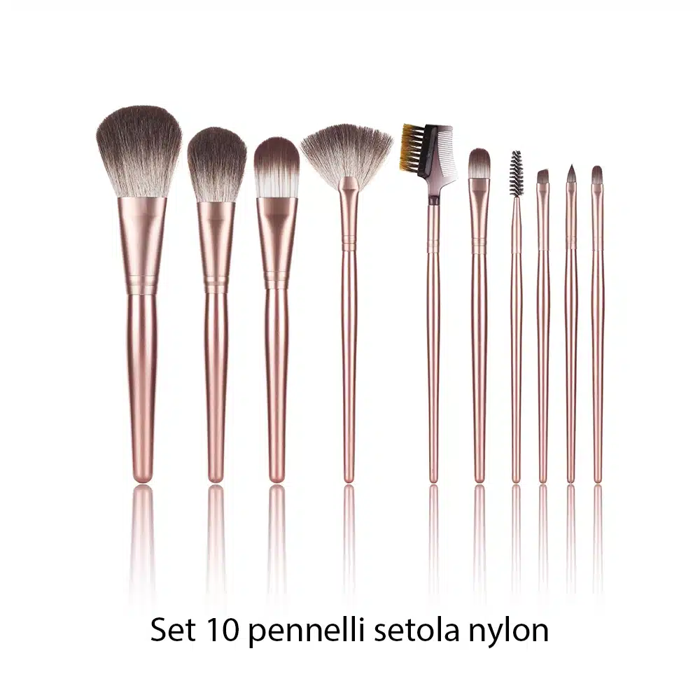 Set 10 pennelli setola nylon per trucco make up - immagine 2