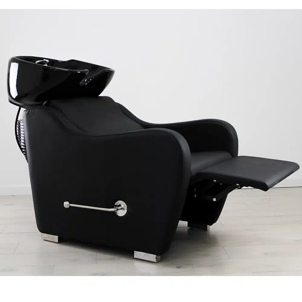 LAVATESTA CON POGGIAPIEDI PARRUCCHIERE CERAMICA NERA POLTRONA LAVAGGIO BARBIERE