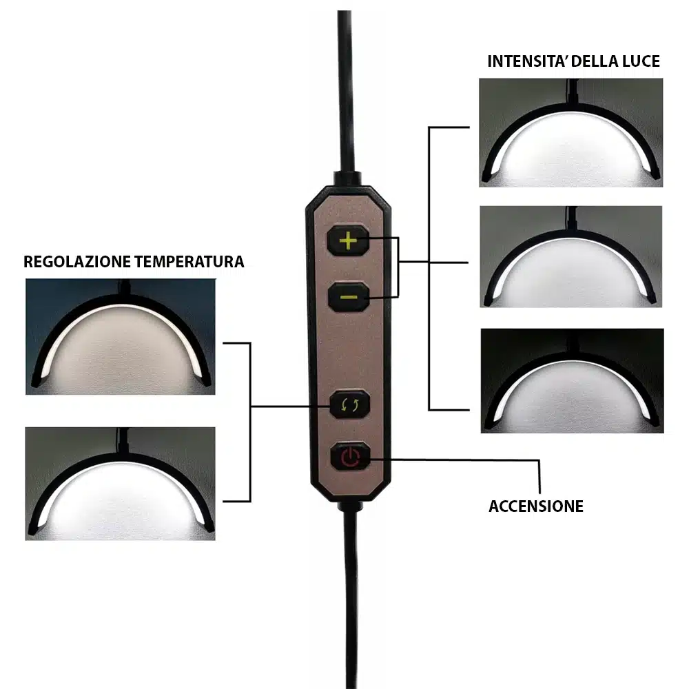 Luce ad arco LED da tavolo con morsetto lampada con regolazione - immagine 2