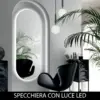 Specchiera ovale grande da parrucchiere con luce LED