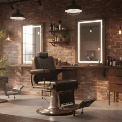 Poltrona da Barbiere parrucchiere per taglio capelli uomo nera reclinabile Fade 2.0 Mudi Weelko