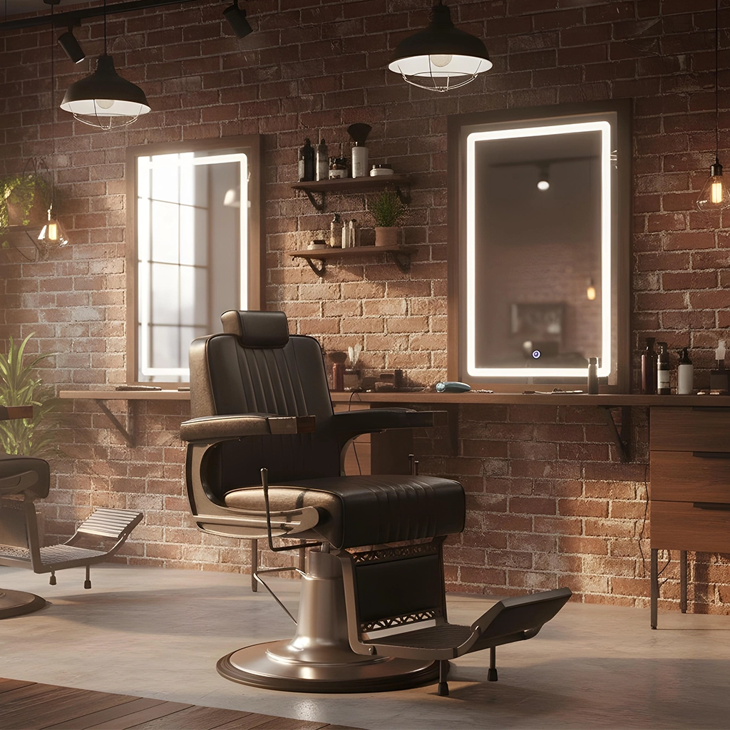 Poltrona da Barbiere parrucchiere per taglio capelli uomo nera reclinabile Fade 2.0 Mudi Weelko