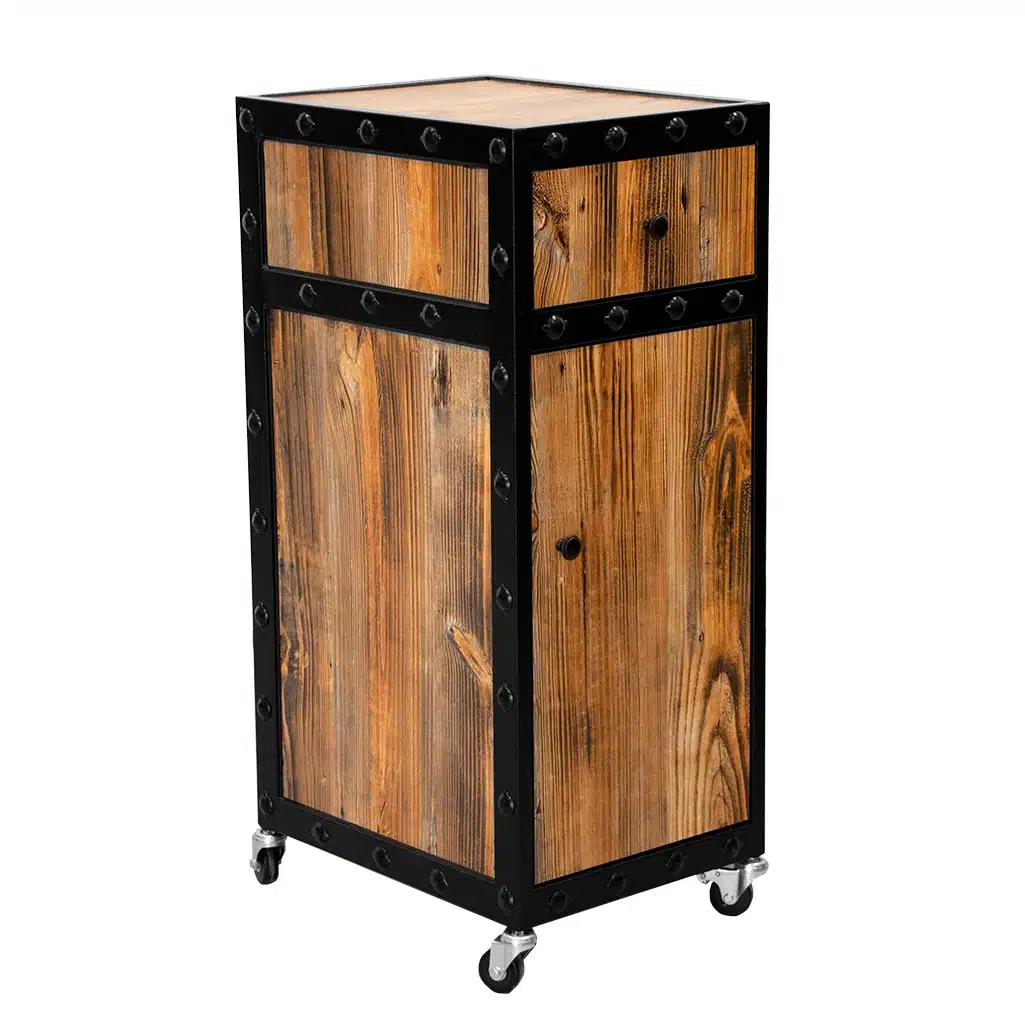 Trolley per Barbiere e Parrucchiere in Legno - Stile Industrial