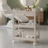 carrello per estetista 3 ripiani con ruote color tortora beige