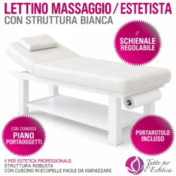 lettino bianco da massaggio con ripiano