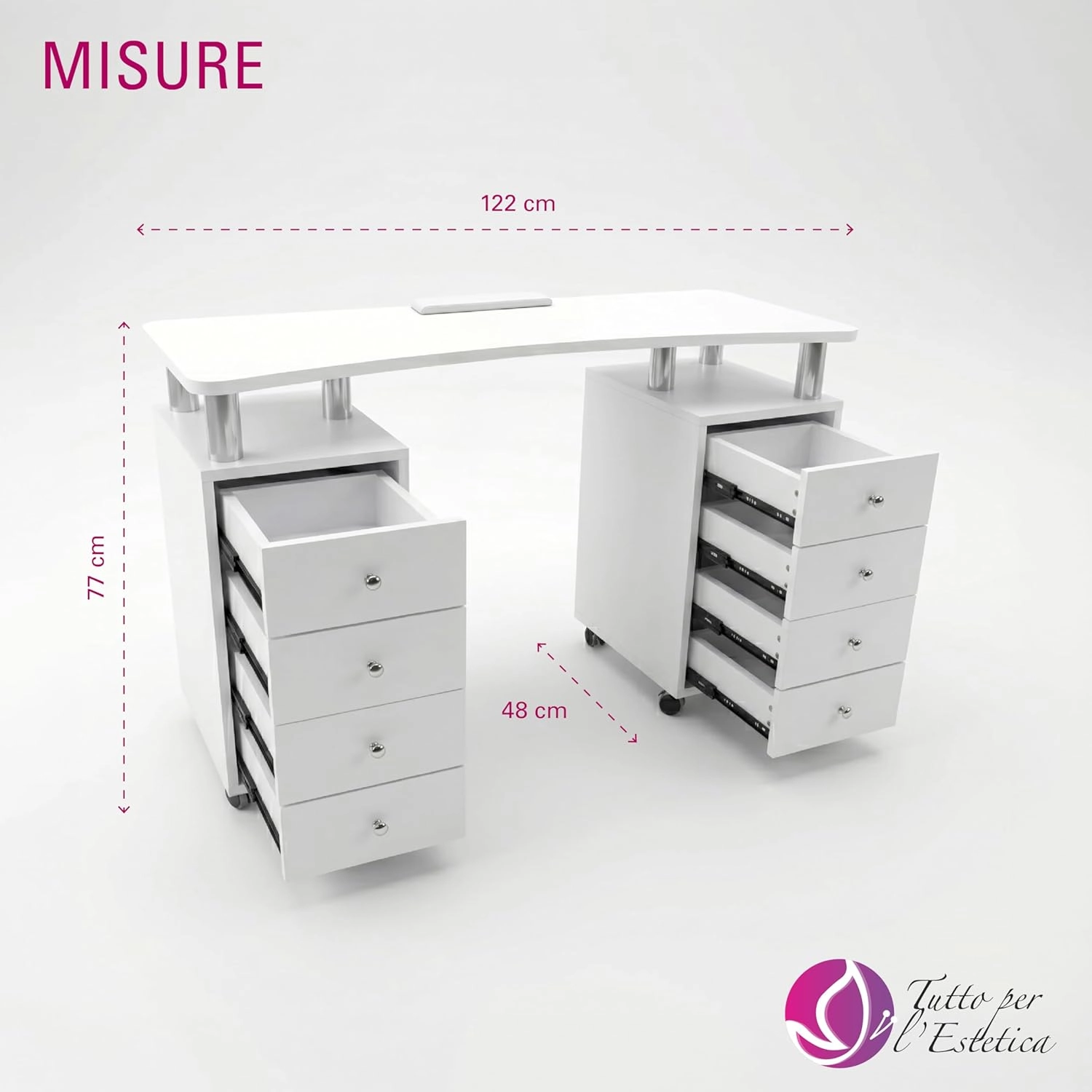 Tavolo Manicure con Aspiratore a Cassetto per estetista professionale PRO71 - immagine 3