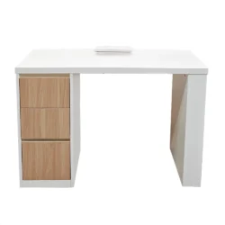 Tavolo manicure con aspiratore per estetista filtro Hepa legno bianco e natural - SENZA ASPIRATORE, A SINISTRA