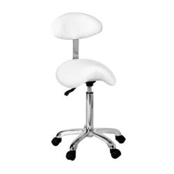 SGABELLO bianco A SELLA PER ONICOTECNICA ESTETISTA ORGANIC+ WEELKO