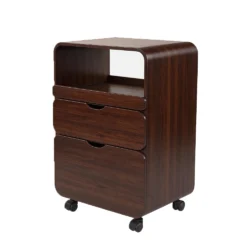 Carrello in Legno Avana con Ruote 2 Cassetti e Compartimento Centrale TIDY Weelko - immagine 8