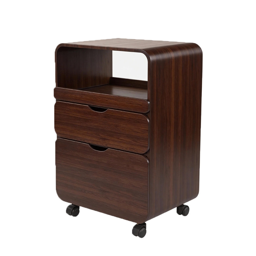 Carrello in Legno Avana con Ruote 2 Cassetti e Compartimento Centrale TIDY Weelko - immagine 8