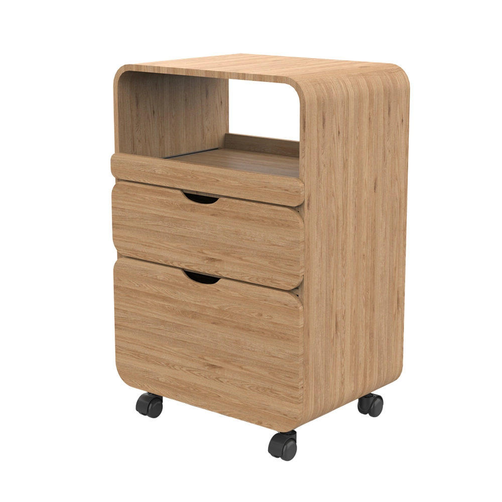 Carrello in Legno Avana con Ruote 2 Cassetti e Compartimento Centrale TIDY Weelko - immagine 9