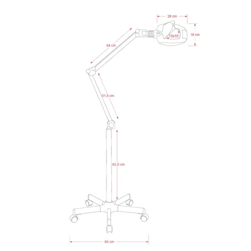 Lampada LED con Lente d’Ingrandimento 3 Diottrie con Punto Focale 5 Diottrie, Stativo a 5 Ruote - immagine 4