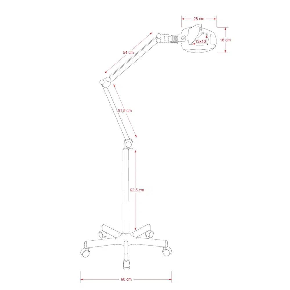 Lampada LED con Lente d’Ingrandimento 3 Diottrie con Punto Focale 5 Diottrie, Stativo a 5 Ruote - immagine 4