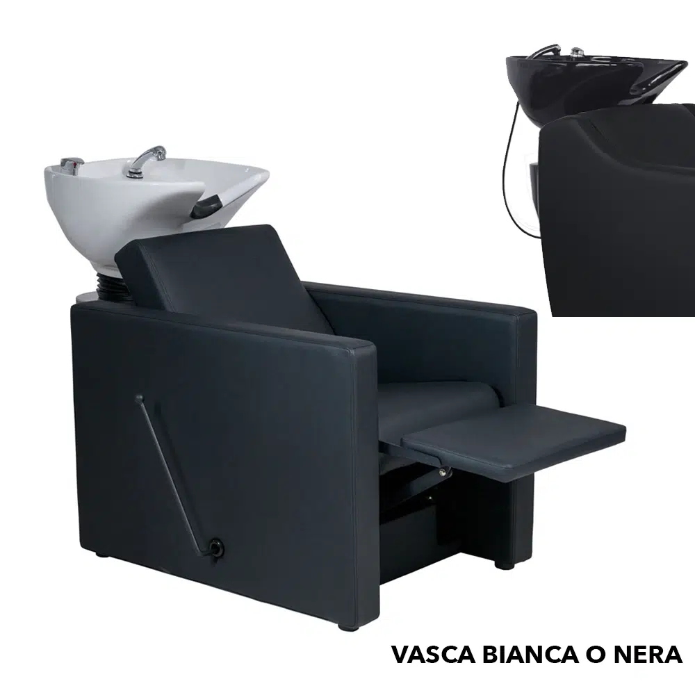 lavatesta per parrucchiere con vasca nera o bianca