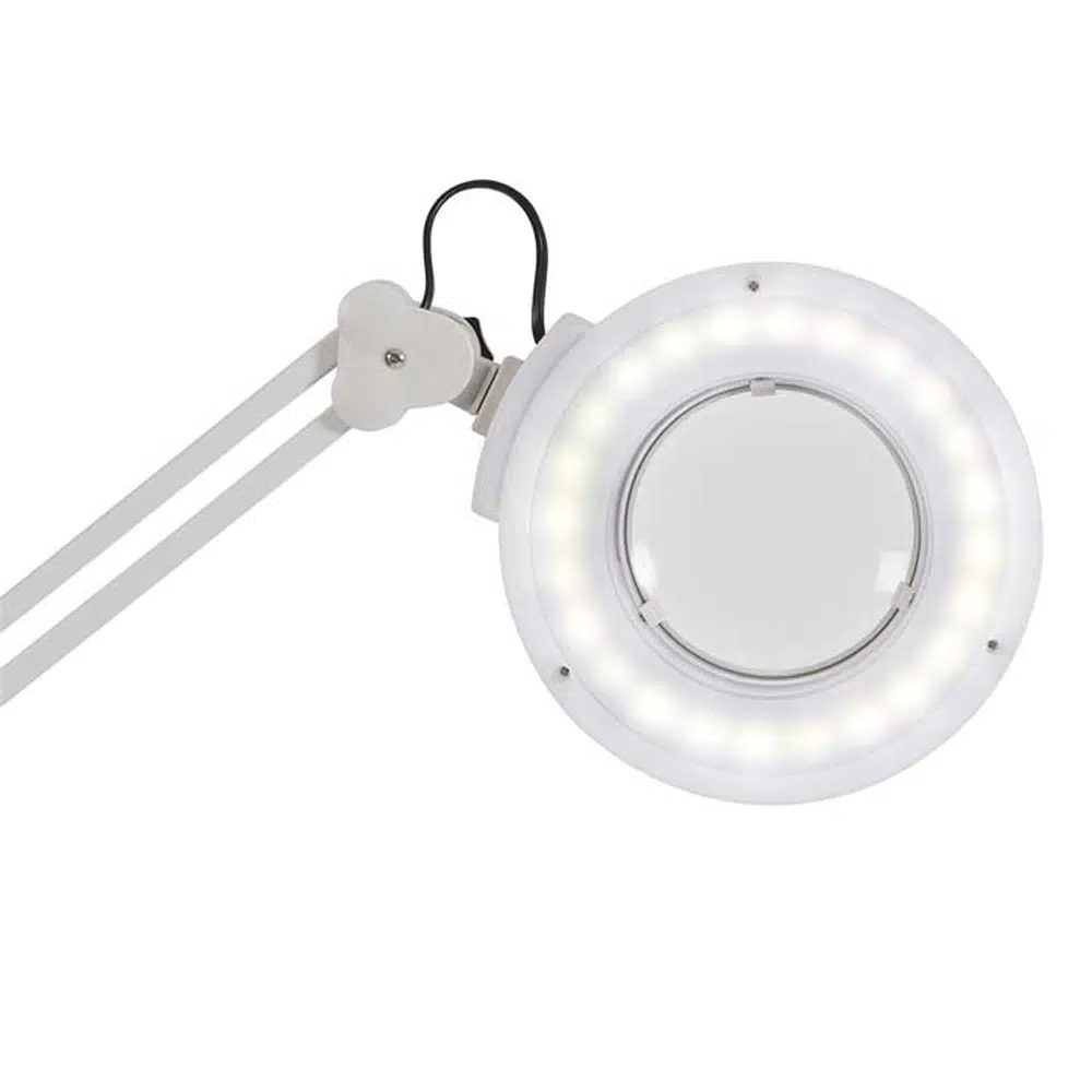 Lampada LED con Lente d’Ingrandimento 3 Diottrie, Braccio Articolato e Stativo a 5 Ruote - immagine 4