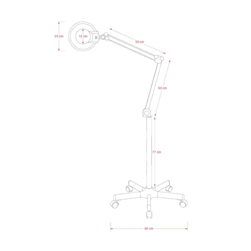 Lampada LED con Lente d’Ingrandimento 3 Diottrie, Braccio Articolato e Stativo a 5 Ruote - immagine 3