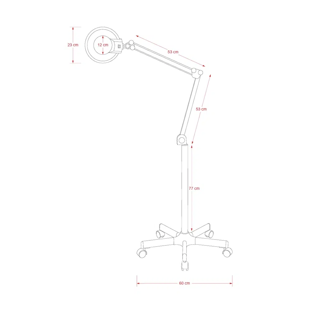 Lampada LED con Lente d’Ingrandimento 3 Diottrie, Braccio Articolato e Stativo a 5 Ruote - immagine 3