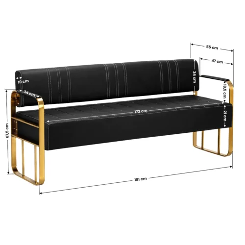 Divano per salone di bellezza e parrucchiere nero e oro - immagine 3