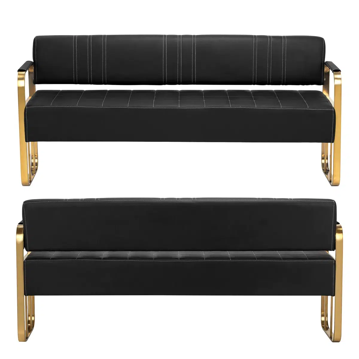 Divano per salone di bellezza e parrucchiere nero e oro - immagine 6
