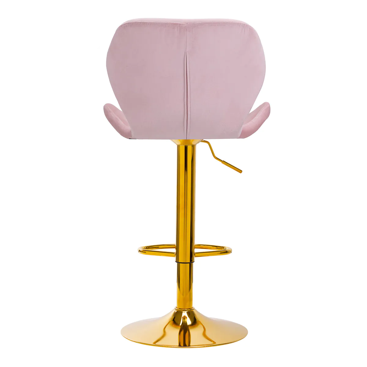 Sgabello alto regolabile in velluto rosa e oro per estetista centro estetico salone di bellezza - immagine 7