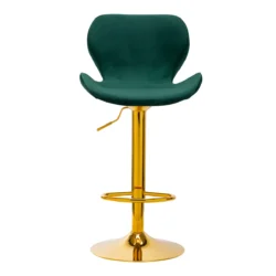 sedia sgabello alto regolabile estetista centro estetico velluto verde oro