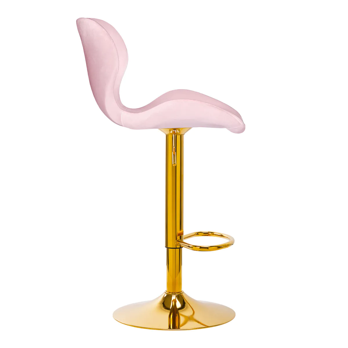 Sgabello alto regolabile in velluto rosa e oro per estetista centro estetico salone di bellezza - immagine 2