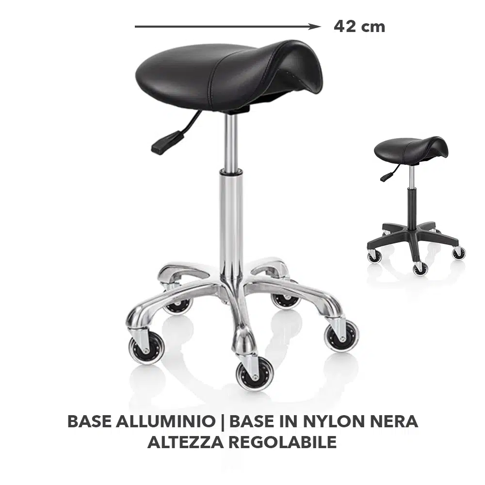 Sgabello per parrucchiere Roller Pro Ideal – A sella sagomato 42 cm