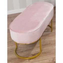 Alternative view of Divano panca in Velluto Stile Art Déco – Rosa, Grigio, Tortora, Nero, Verde con Base in Metallo Dorato