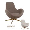Poltrona Girevole Celestia in Tessuto Teddy Beige o Crema – Struttura in Metallo Dorato – Stile Scandinavo