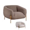 Poltrona in Tessuto Teddy con Piedi in Metallo Dorato – Stile Scandinavo