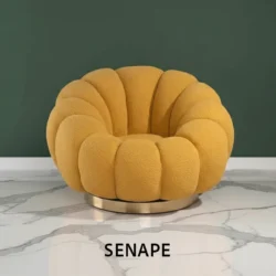 POLTRONA IN TESSUTO TEDDY - SENAPE E ORO