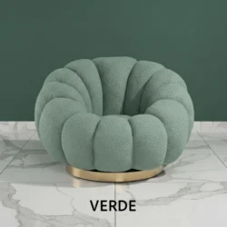 POLTRONA IN TESSUTO TEDDY - VERDE E ORO