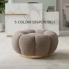 Poggiapiedi Pouf in Tessuto Teddy con Base in Metallo Dorato Tortora Crema Verde Senape Rosa