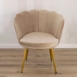 Poltrona estetista centro estetico in velluto tortora e metallo dorato stile Art Déco