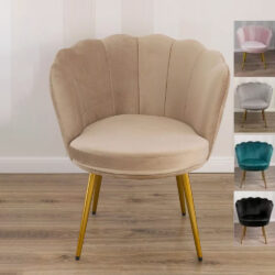 Poltrona estetista centro estetico in velluto tortora e metallo dorato stile Art Déco