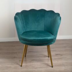 Poltrona verde estetista centro estetico in velluto tortora e metallo dorato stile Art Déco