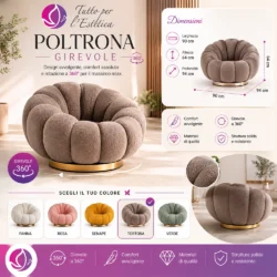 poltrona girevole in tessuto teddy per estetista centro estetico