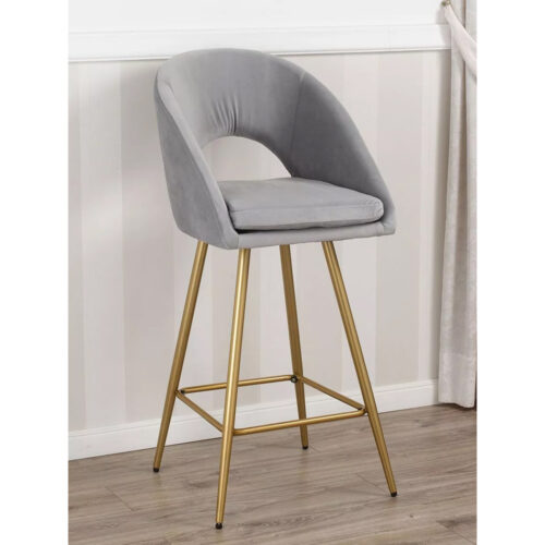 Poltrona sgabello alto in velluto nero e metallo dorato stile Art Déco - immagine 5