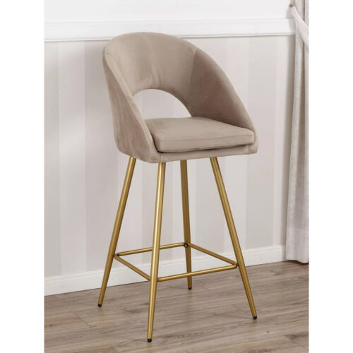 Poltrona sgabello alto in velluto nero e metallo dorato stile Art Déco - immagine 2