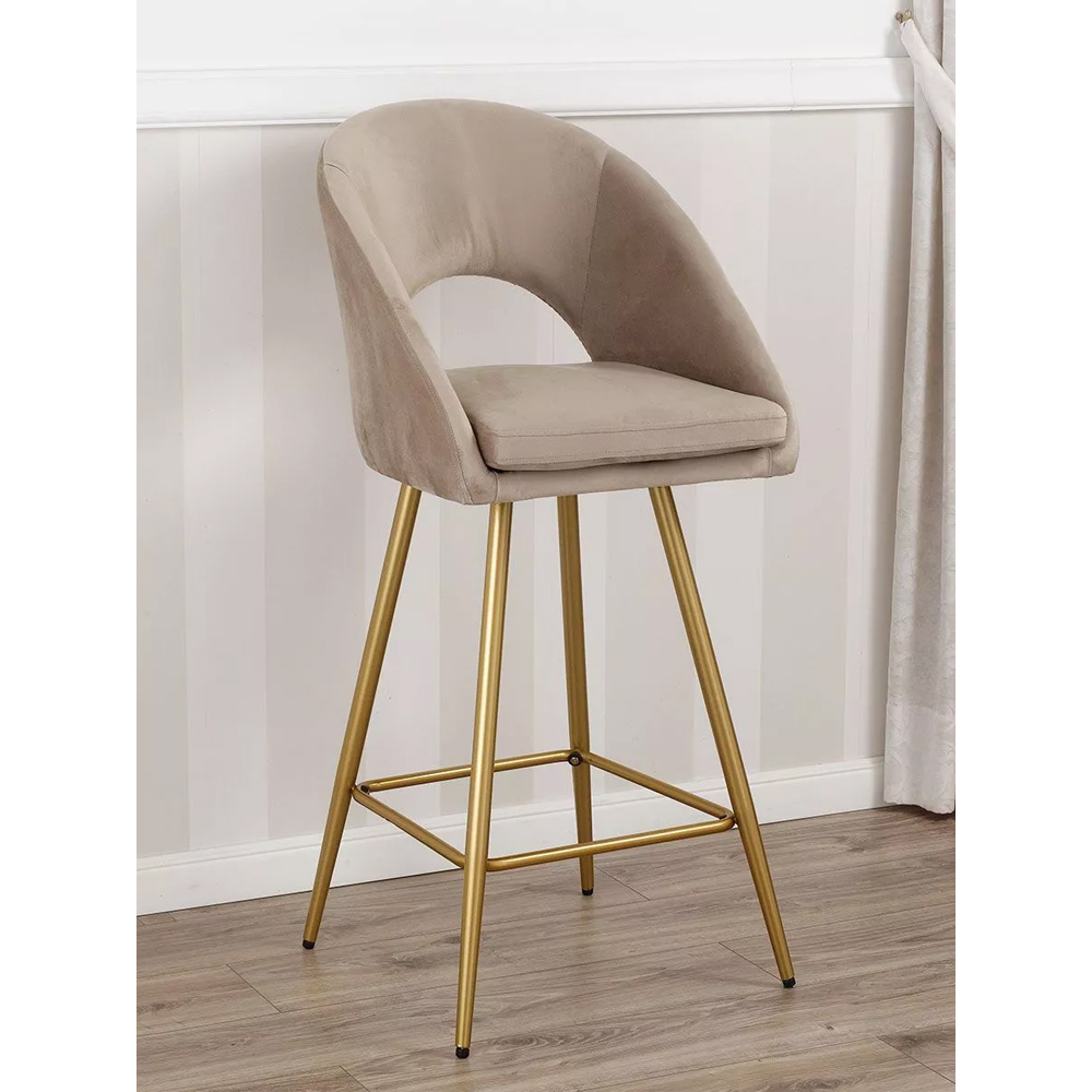 Poltrona sgabello alto in velluto nero e metallo dorato stile Art Déco - immagine 2