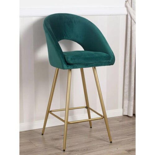 Poltrona sgabello alto in velluto nero e metallo dorato stile Art Déco - immagine 3