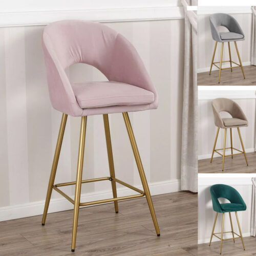 sgabello bar in velluto verde e metallo dorato stile Art Déco