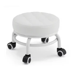 sgabello bianco basso con ruote per pedicure piccolo