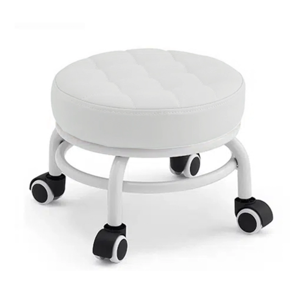 sgabello bianco basso con ruote per pedicure piccolo