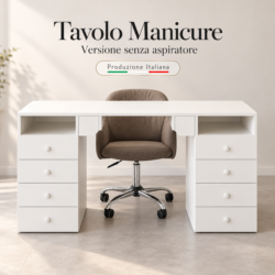 tavolo manicure per estetista professionale con 2 cassettiere senza aspiratore