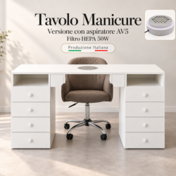 tavolo manicure per estetista professionale con 2 cassettiere con aspiratore