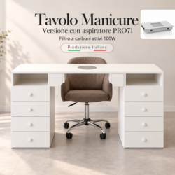 tavolo manicure per estetista professionale con 2 cassettiere con aspiratore pro71