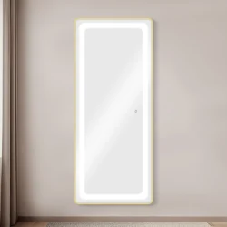 specchiera alta rettangolare led touch oro copia