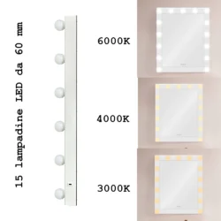 Alternative view of Specchio da Trucco makeup Professionale PEARL con Lampadine LED – 100x80 cm